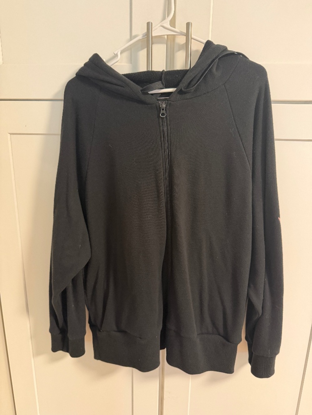 Victoria’s Secret XL Black Full Zip Hoodie Logo Sleeve